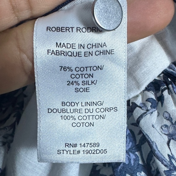 Robert Rodriguez "Carmen" silk-blend sheath dress M Long Sleeve Ruffle Floral - Picture 11 of 11